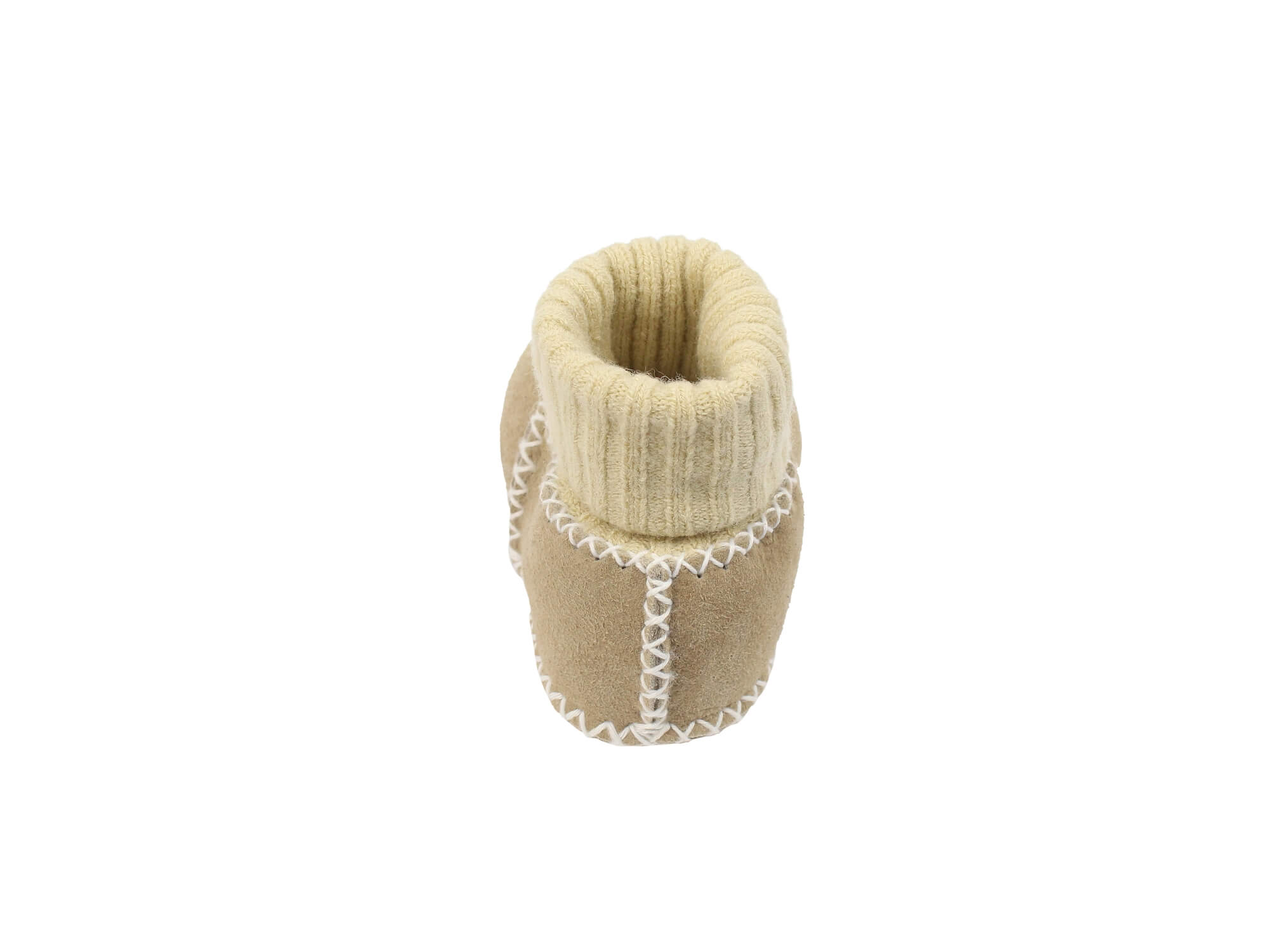 Baby-Lammfellschuhe mit Strickbündchen (sand)