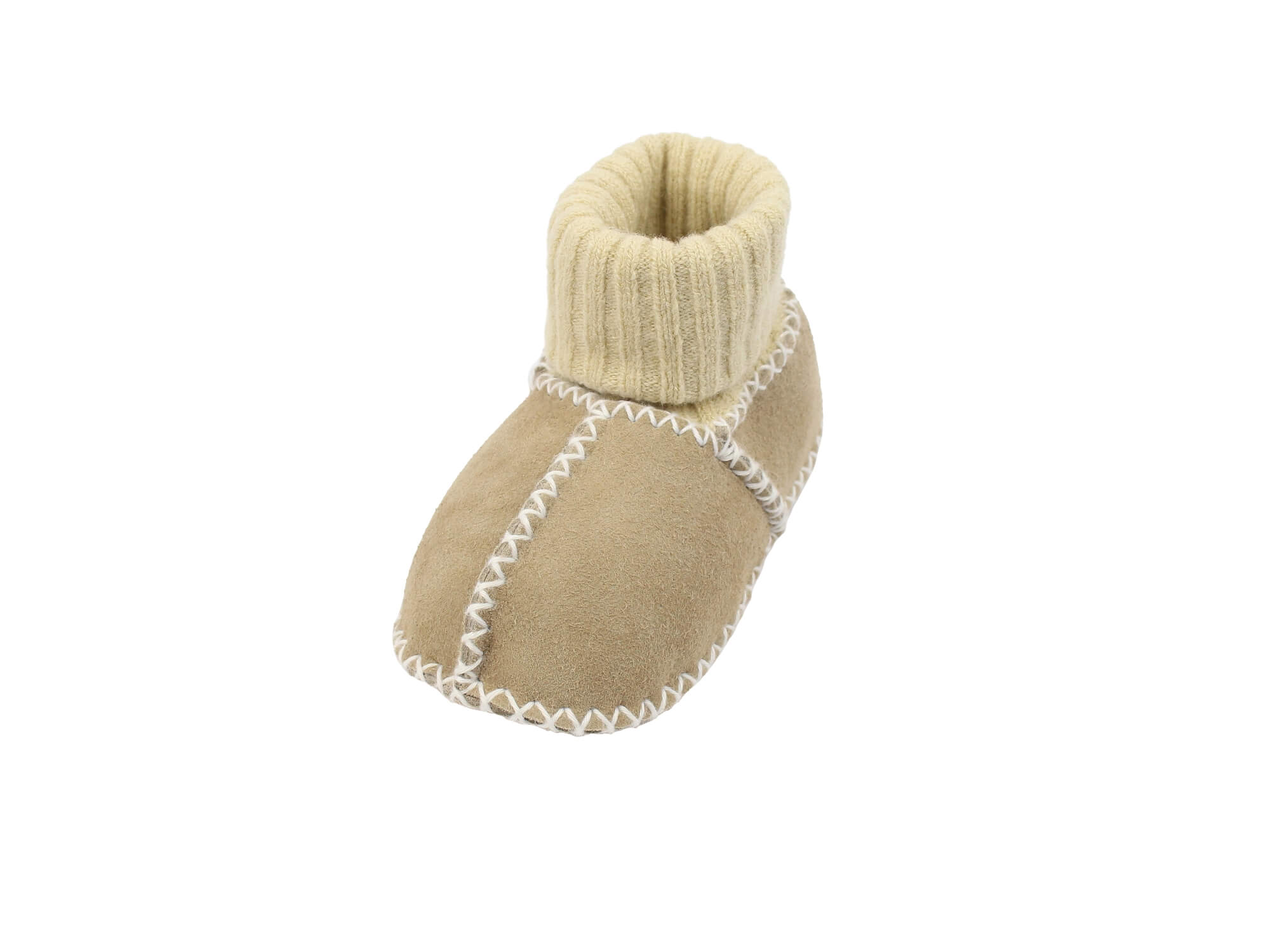 Baby-Lammfellschuhe mit Strickbündchen (sand)