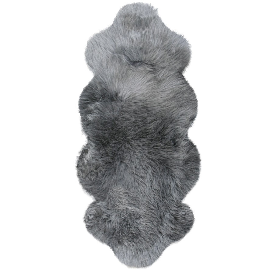 Australische Lammfelle aus 1,5 Fellen, mit Kopfteil - grau