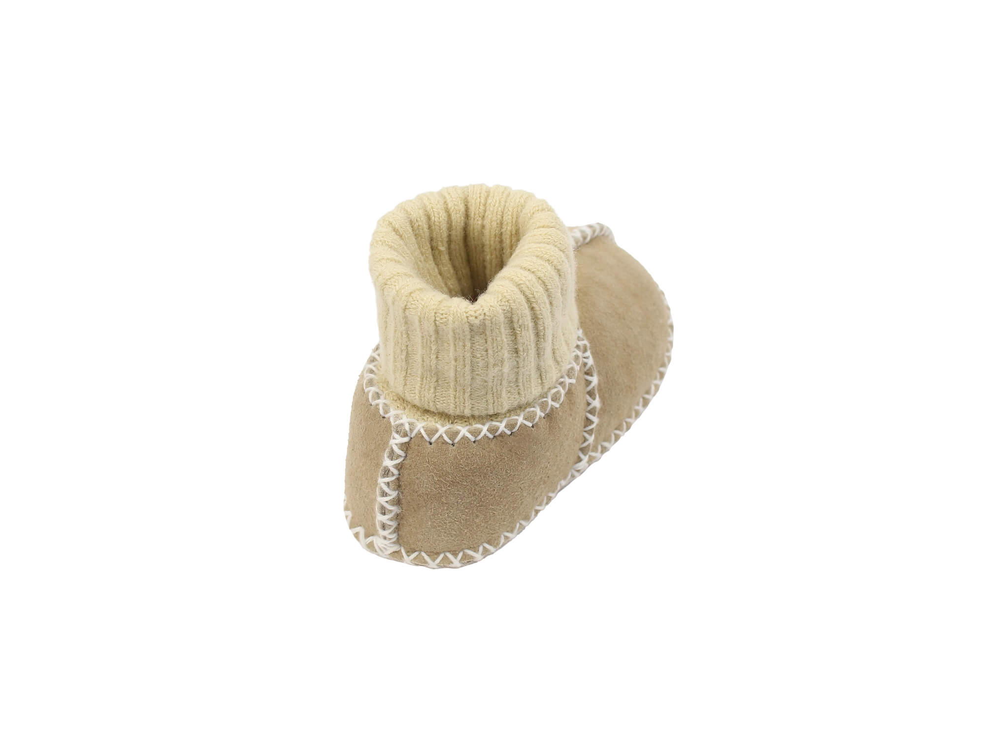 Baby-Lammfellschuhe mit Strickbündchen (sand)