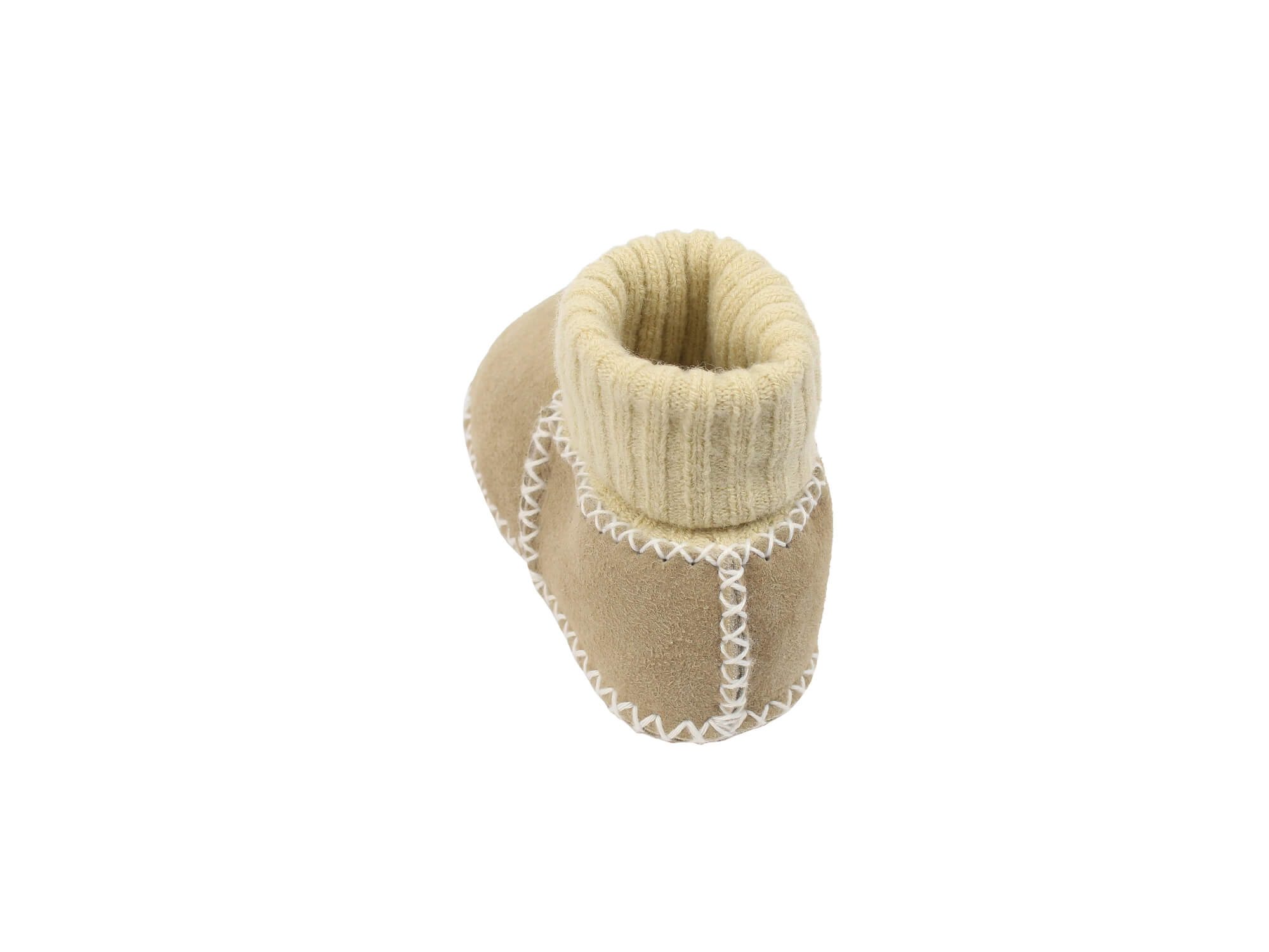 Baby-Lammfellschuhe mit Strickbündchen (sand)