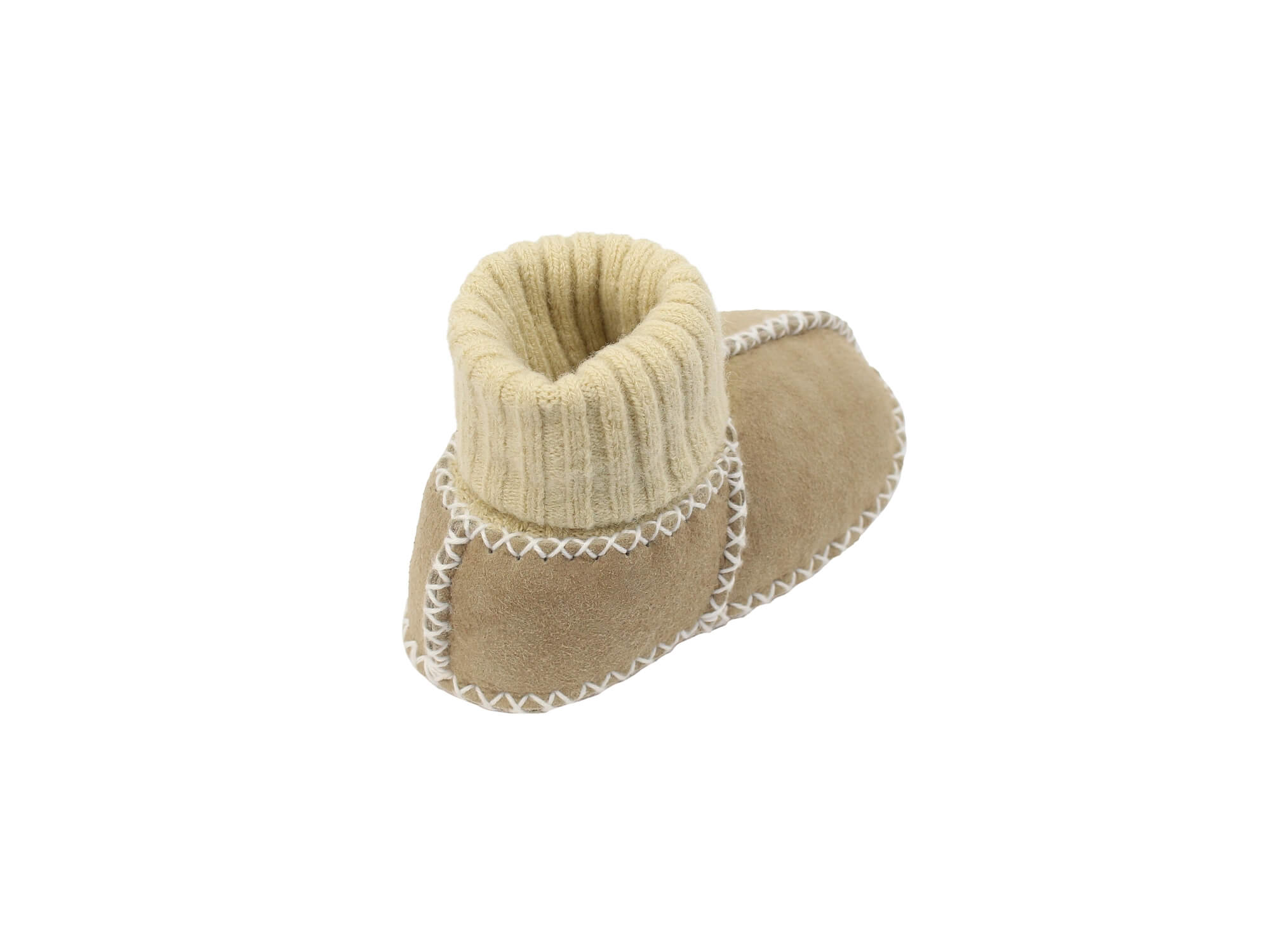 Baby-Lammfellschuhe mit Strickbündchen (sand)