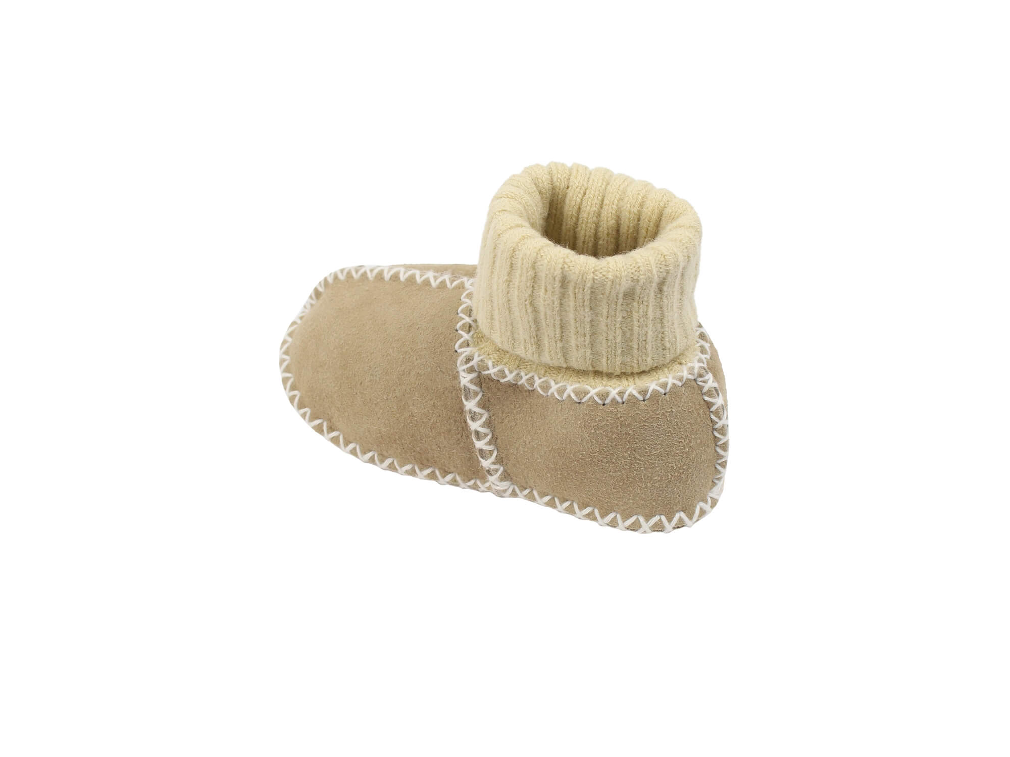 Baby-Lammfellschuhe mit Strickbündchen (sand)
