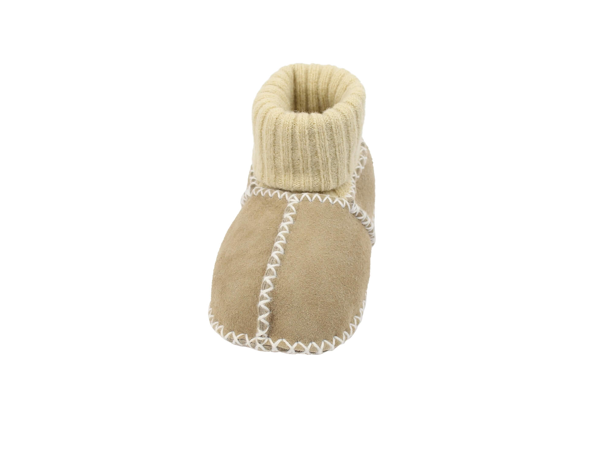 Baby-Lammfellschuhe mit Strickbündchen (sand)