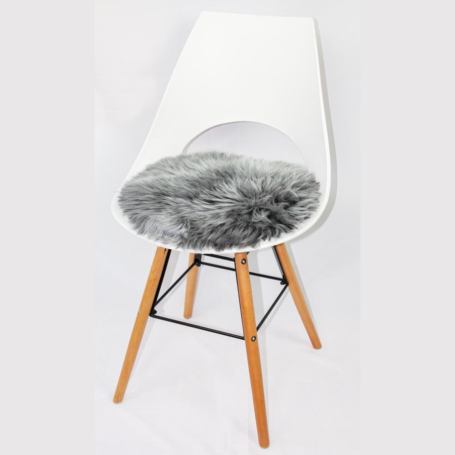 Runde Sitzauflagen aus austral. Lammfell - grau