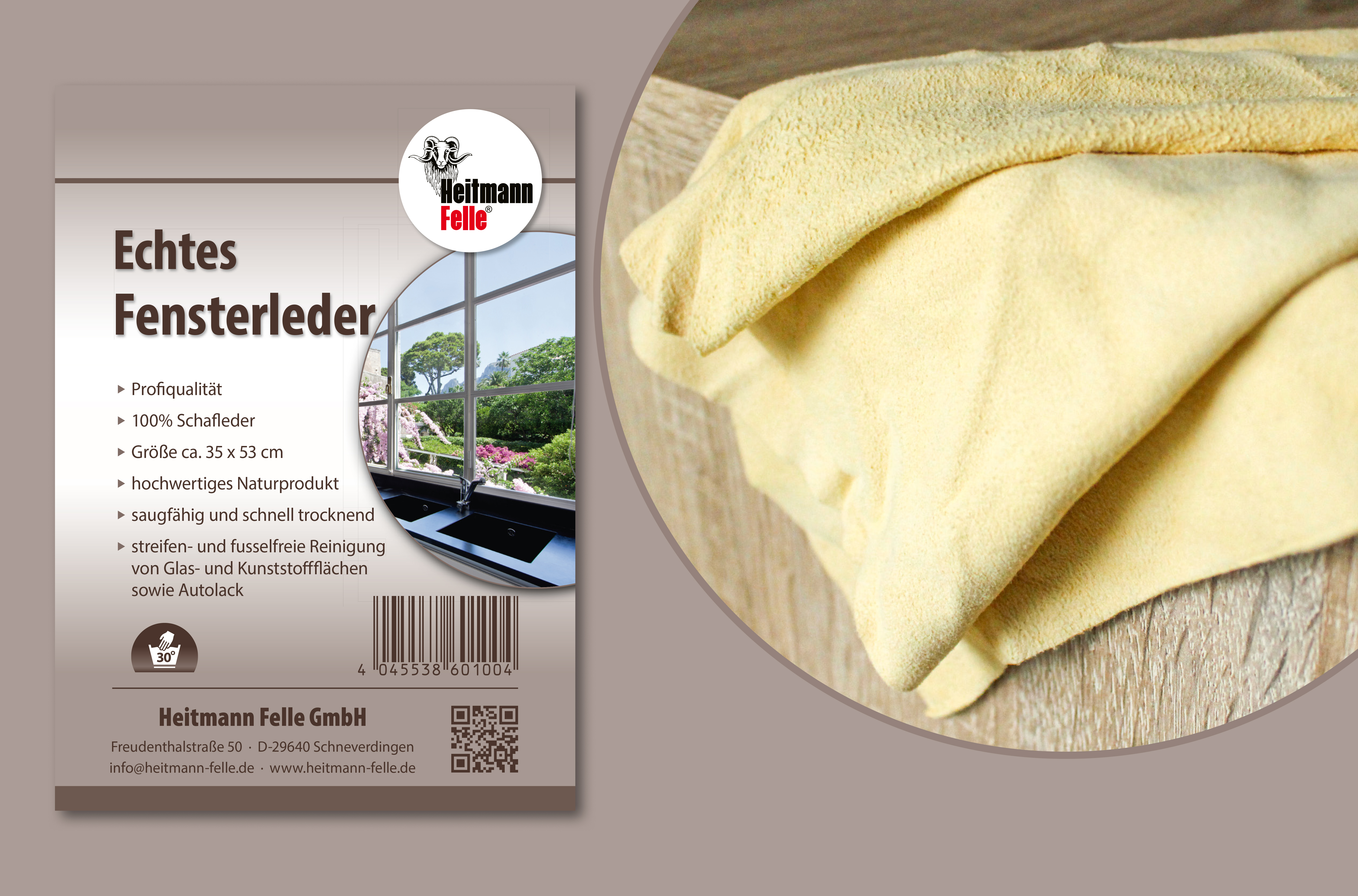 Echtes Fensterleder