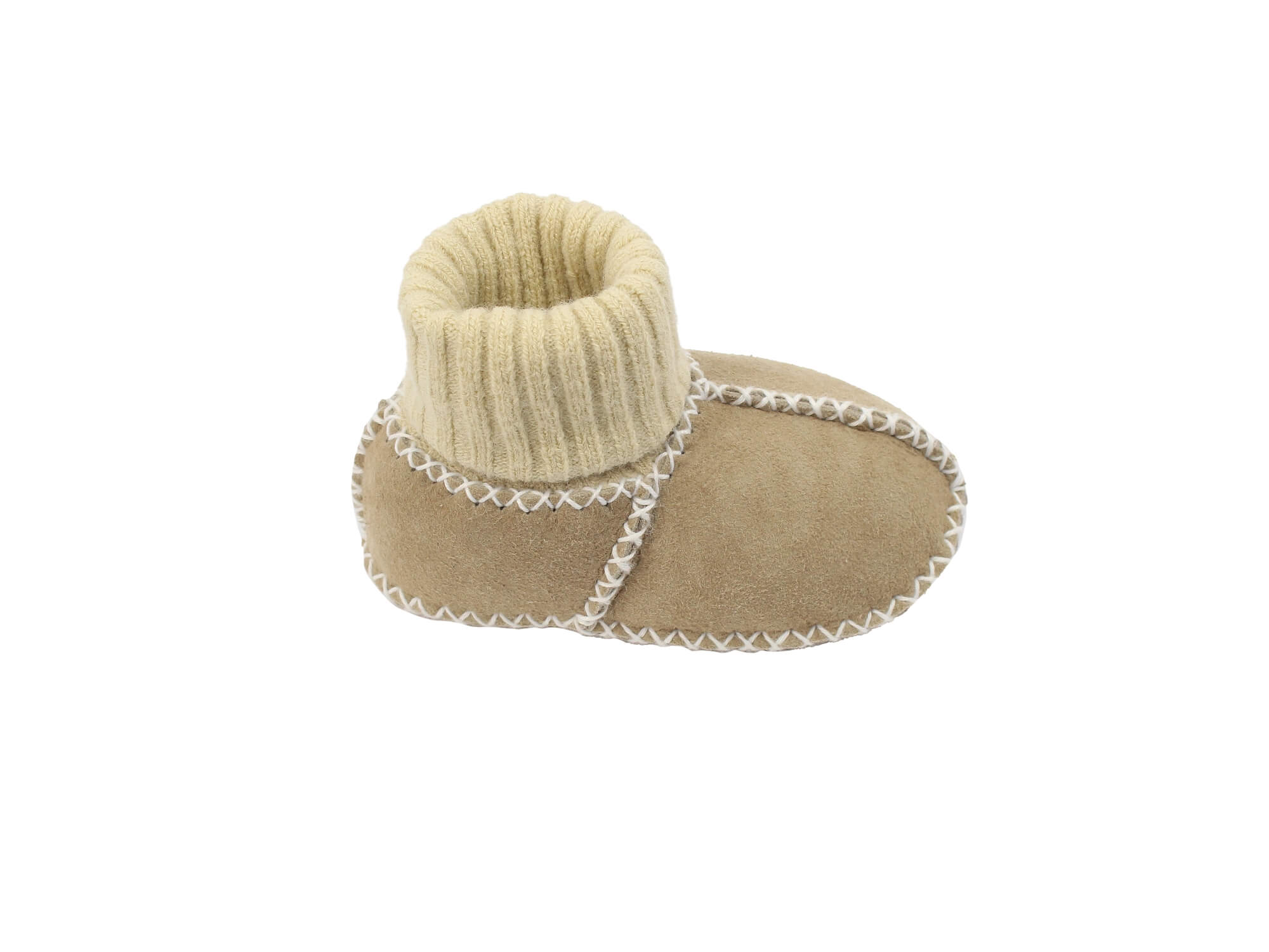 Baby-Lammfellschuhe mit Strickbündchen (sand)