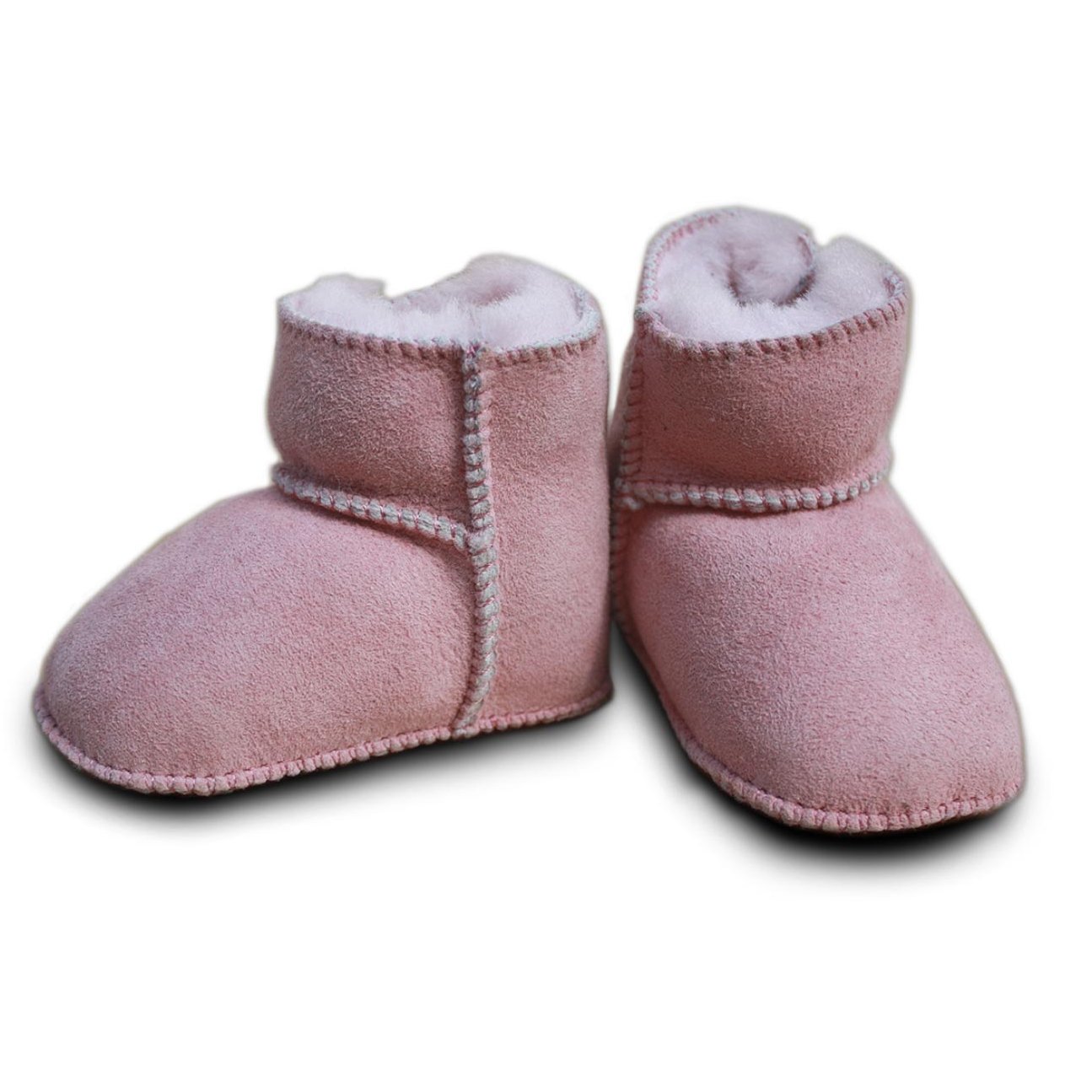 Baby-Lammfellschuhe mit Klettverschluss (rosa)