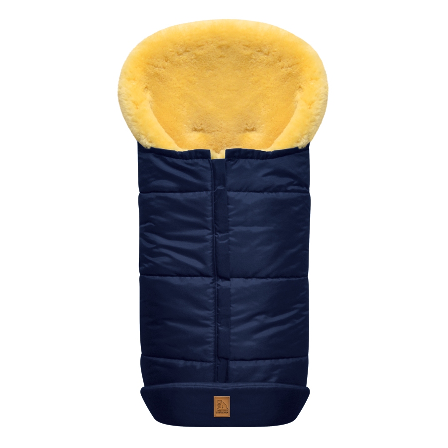 Premium Lammfellfußsack (marineblau)