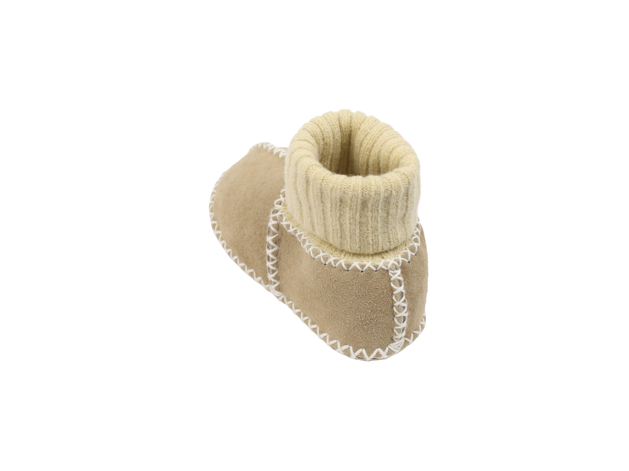 Baby-Lammfellschuhe mit Strickbündchen (sand)