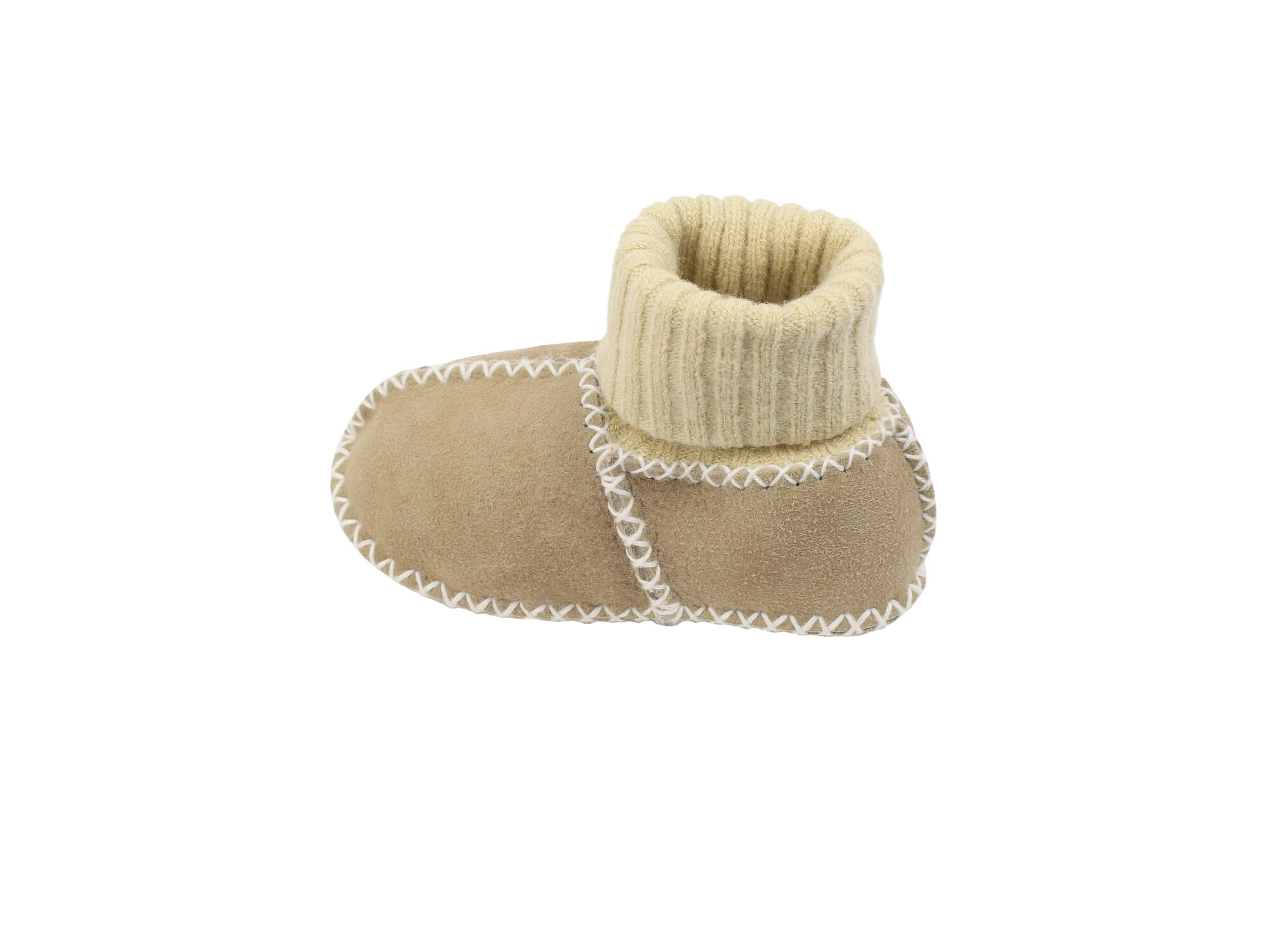 Baby-Lammfellschuhe mit Strickbündchen (sand)