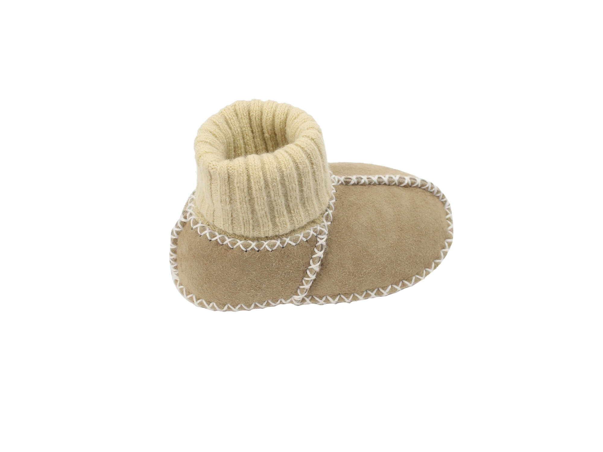 Baby-Lammfellschuhe mit Strickbündchen (sand)