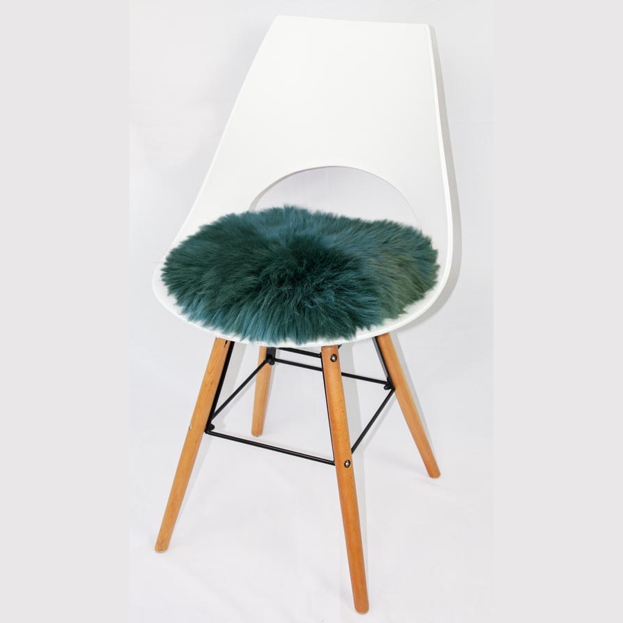 Runde Sitzauflagen aus austral. Lammfell - dunkelgrün