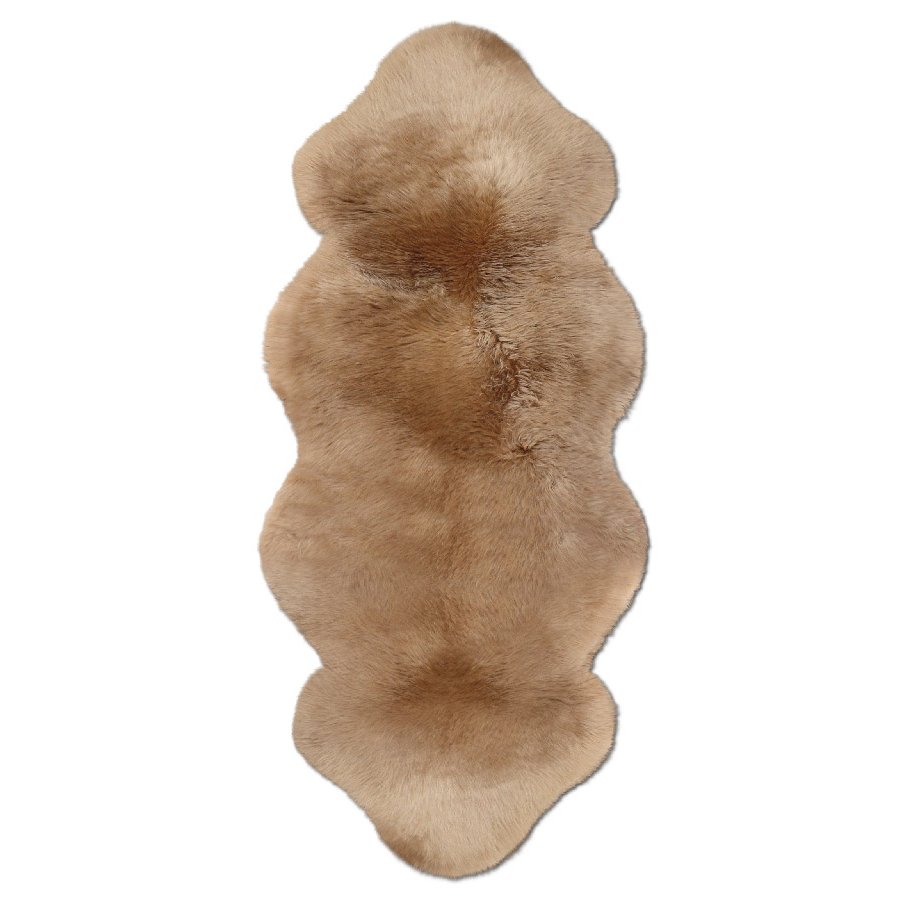 Australische Lammfelle aus 1,5 Fellen, mit Kopfteil - camel