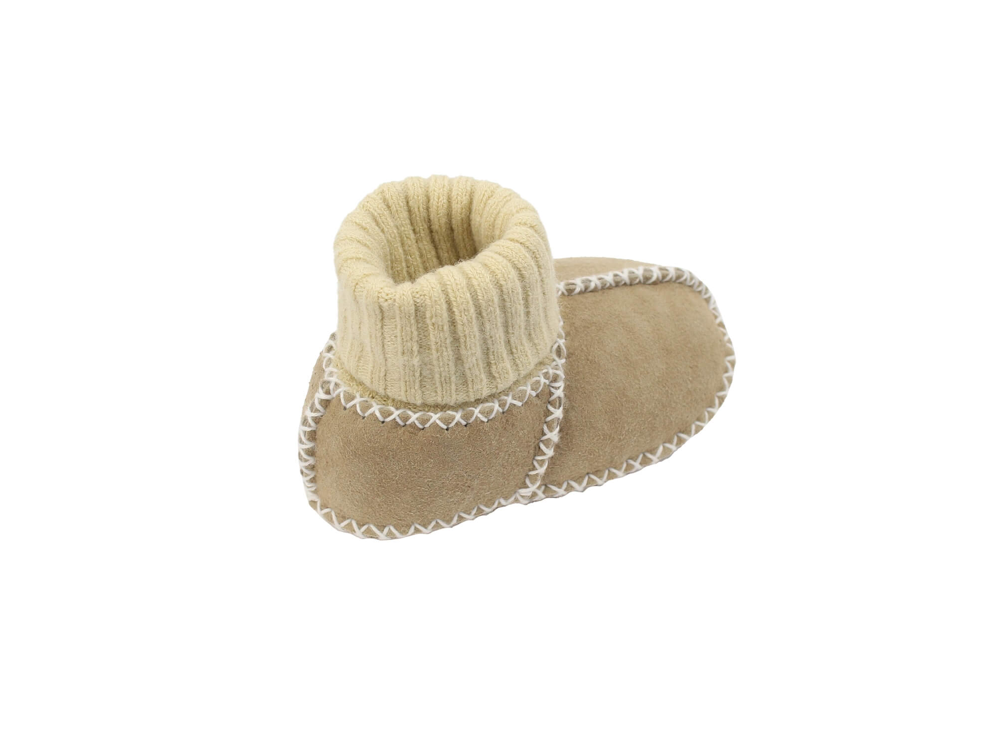 Baby-Lammfellschuhe mit Strickbündchen (sand)
