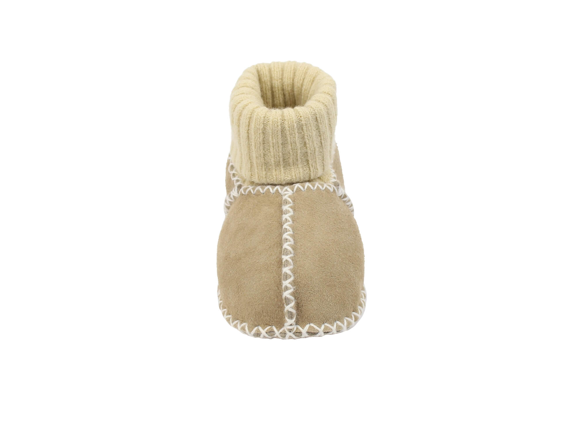 Baby-Lammfellschuhe mit Strickbündchen (sand)