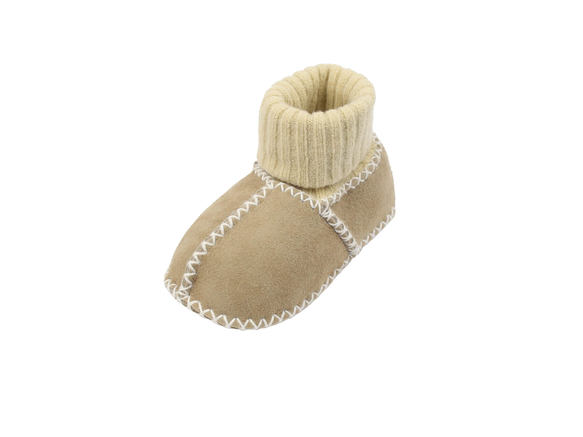 Baby-Lammfellschuhe mit Strickbündchen (sand)