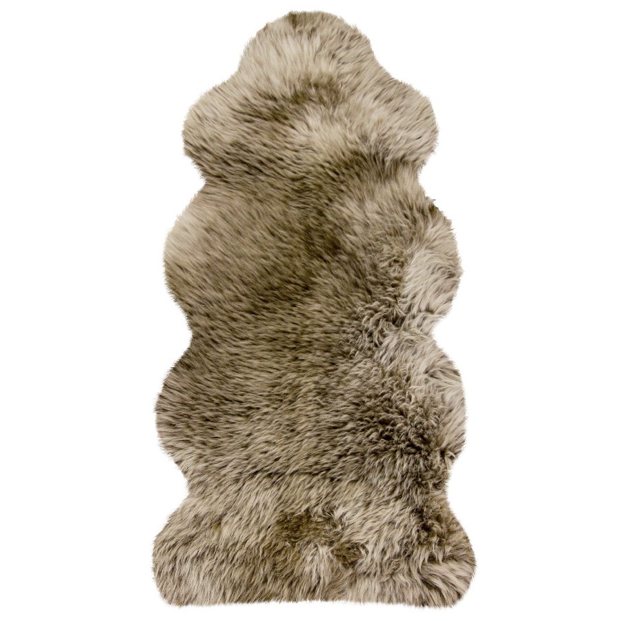 Australische Lammfelle aus 1,5 Fellen, mit Endteil -  braun mit hellbraunen Spitzen