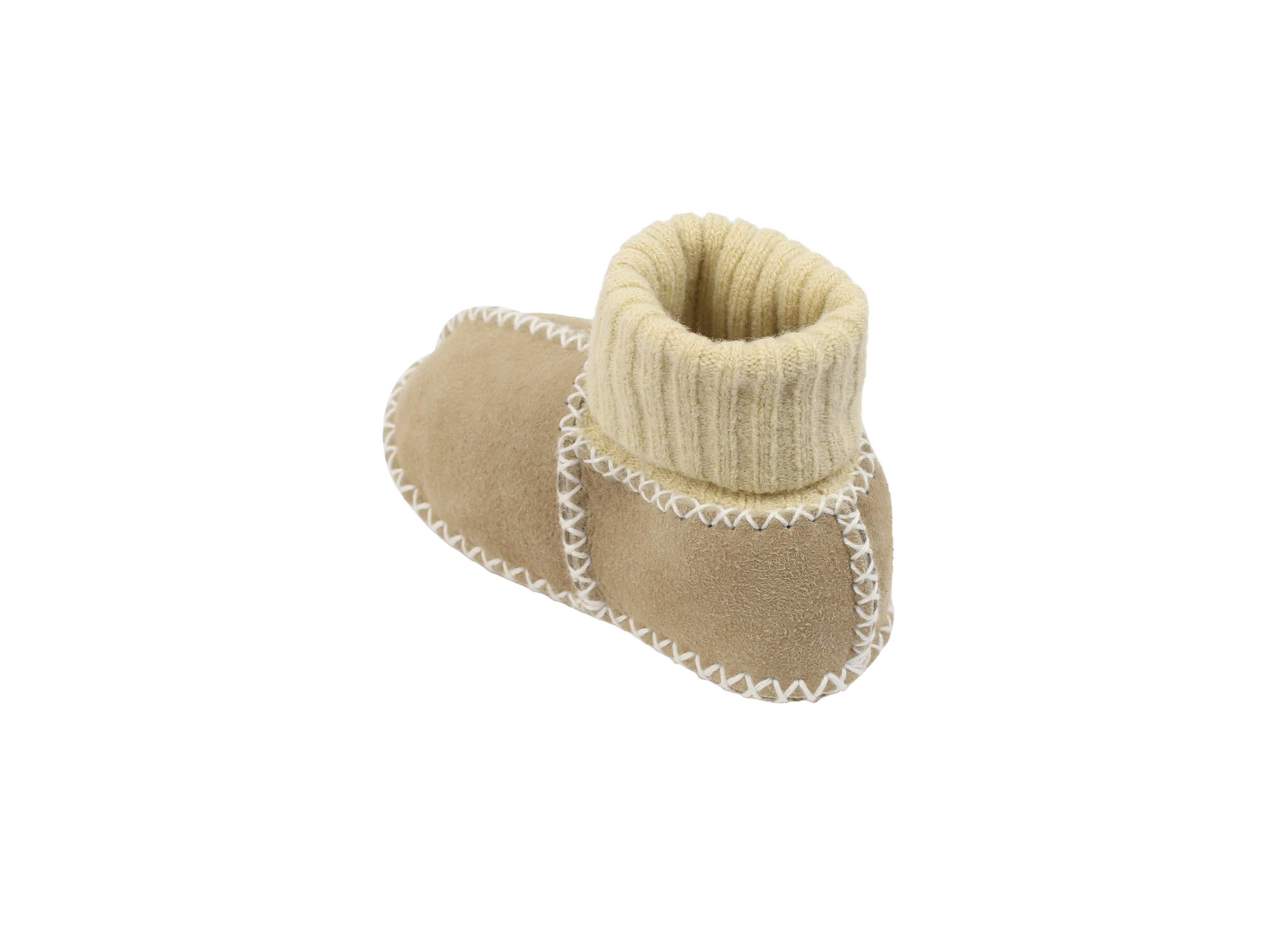 Baby-Lammfellschuhe mit Strickbündchen (sand)