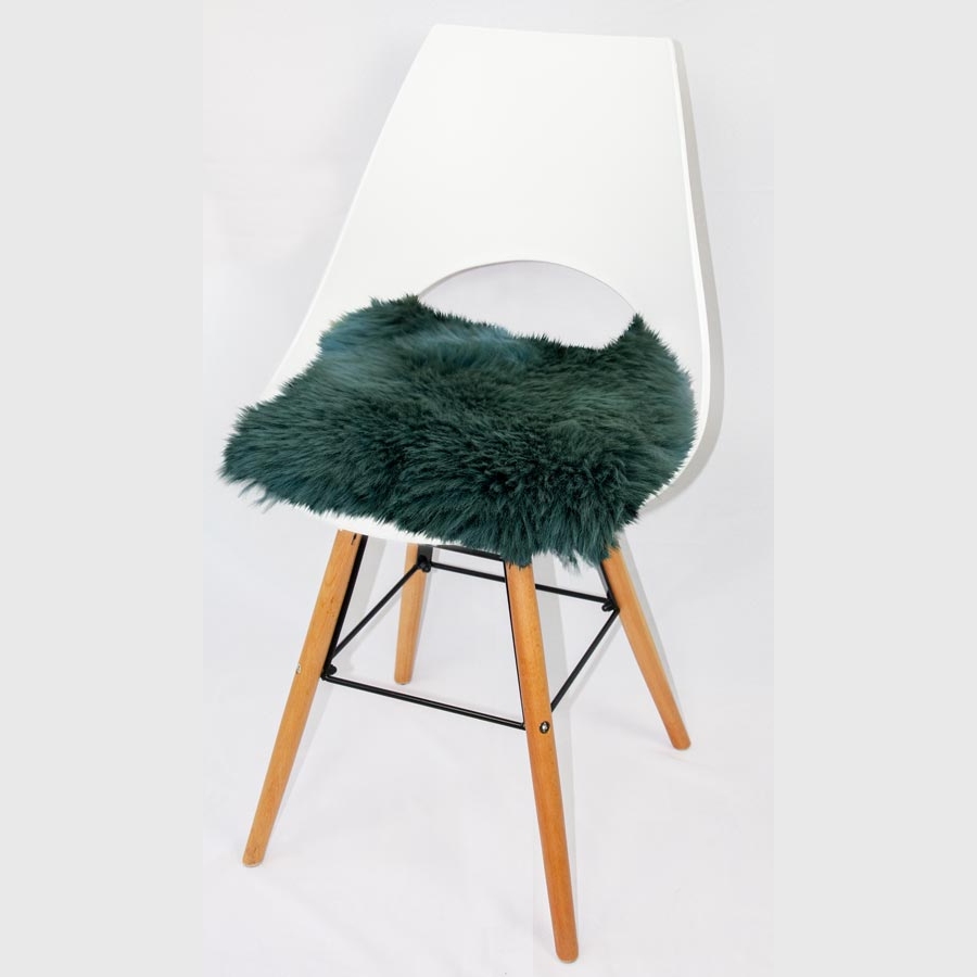 Quadratische Sitzauflagen aus austral. Lammfell - dunkelgrün