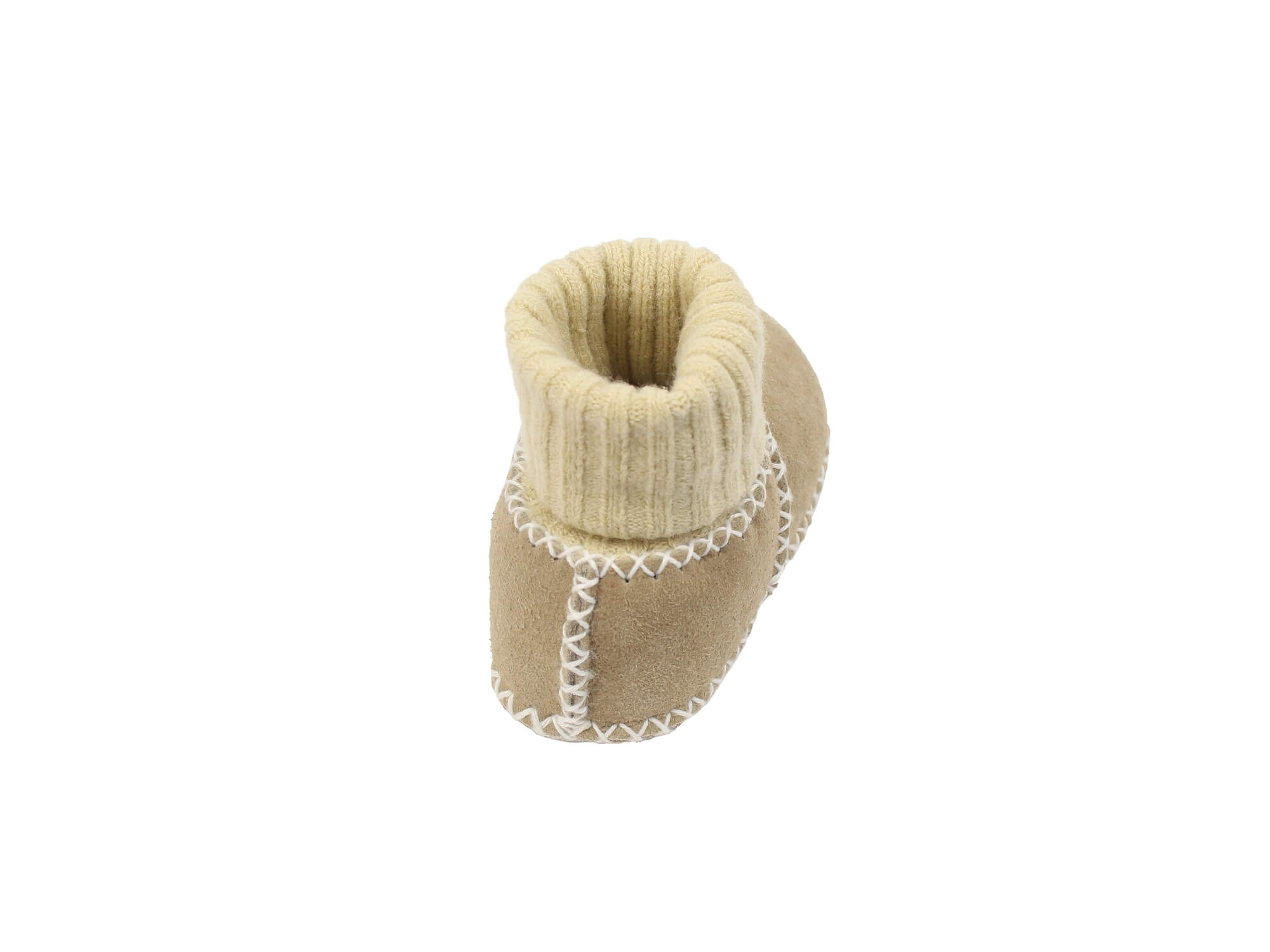 Baby-Lammfellschuhe mit Strickbündchen (sand)