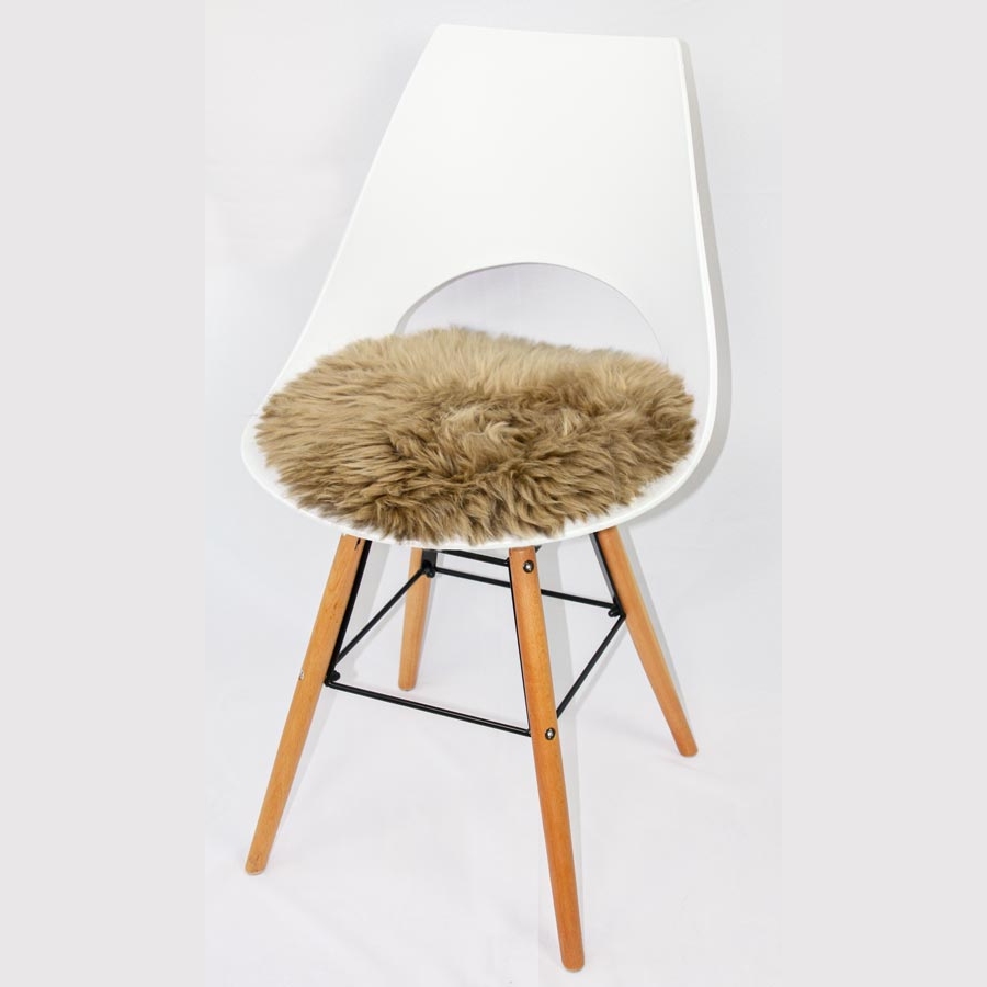 Runde Sitzauflagen aus austral. Lammfell - camel