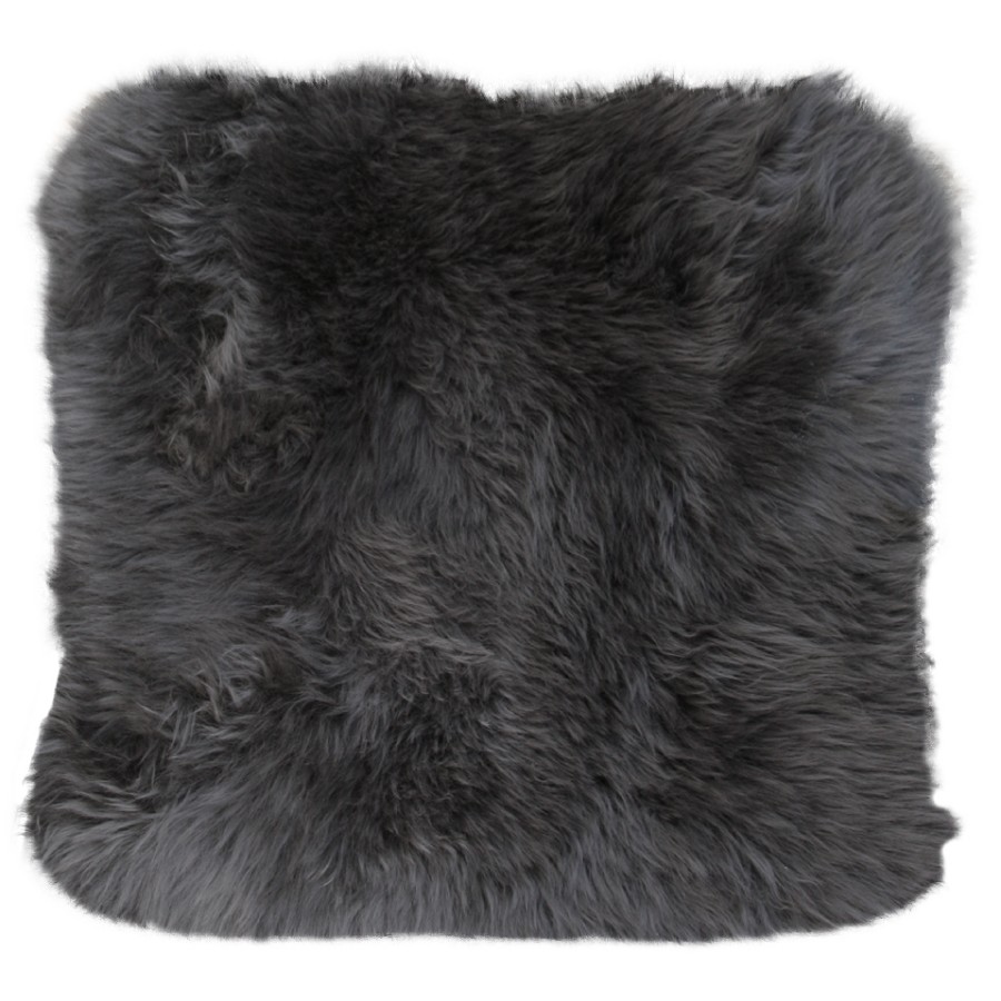 Lammfell-Kissen - anthrazit