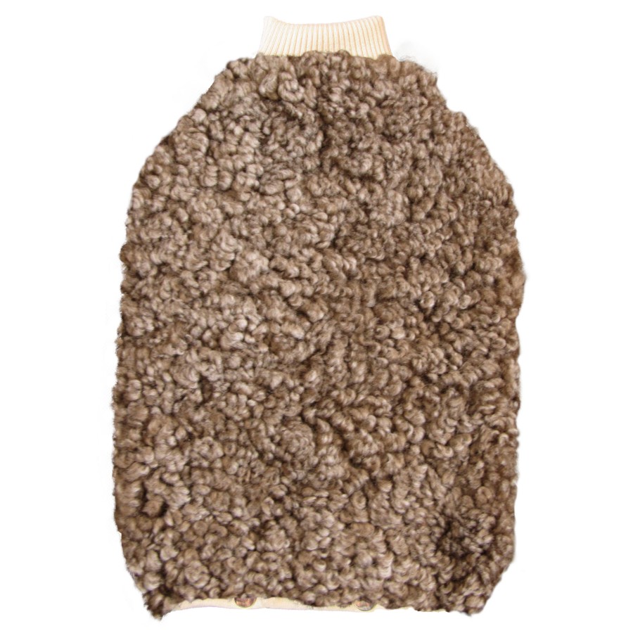 Lammfell-Wärmflasche "Curly" (Braun mit hellen Spitzen)