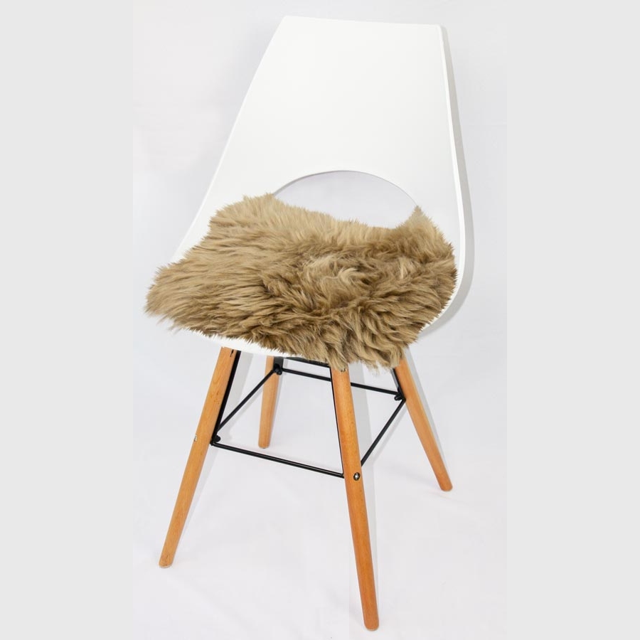 Quadratische Sitzauflagen aus austral. Lammfell - camel