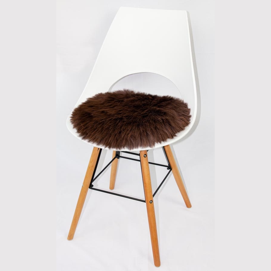 Runde Sitzauflagen aus austral. Lammfell - braun